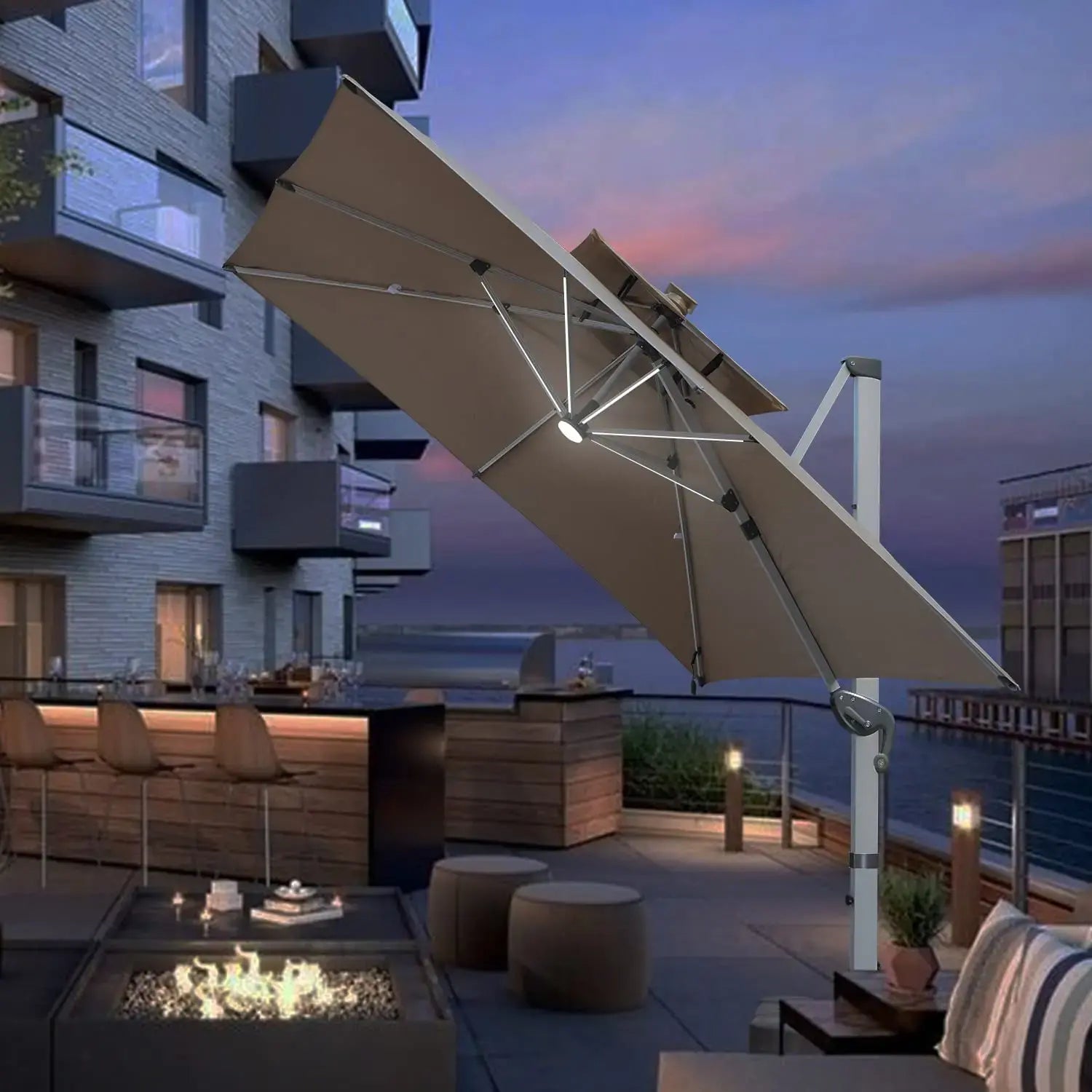 SolunaGlow™ Parasol LED solaire déporté