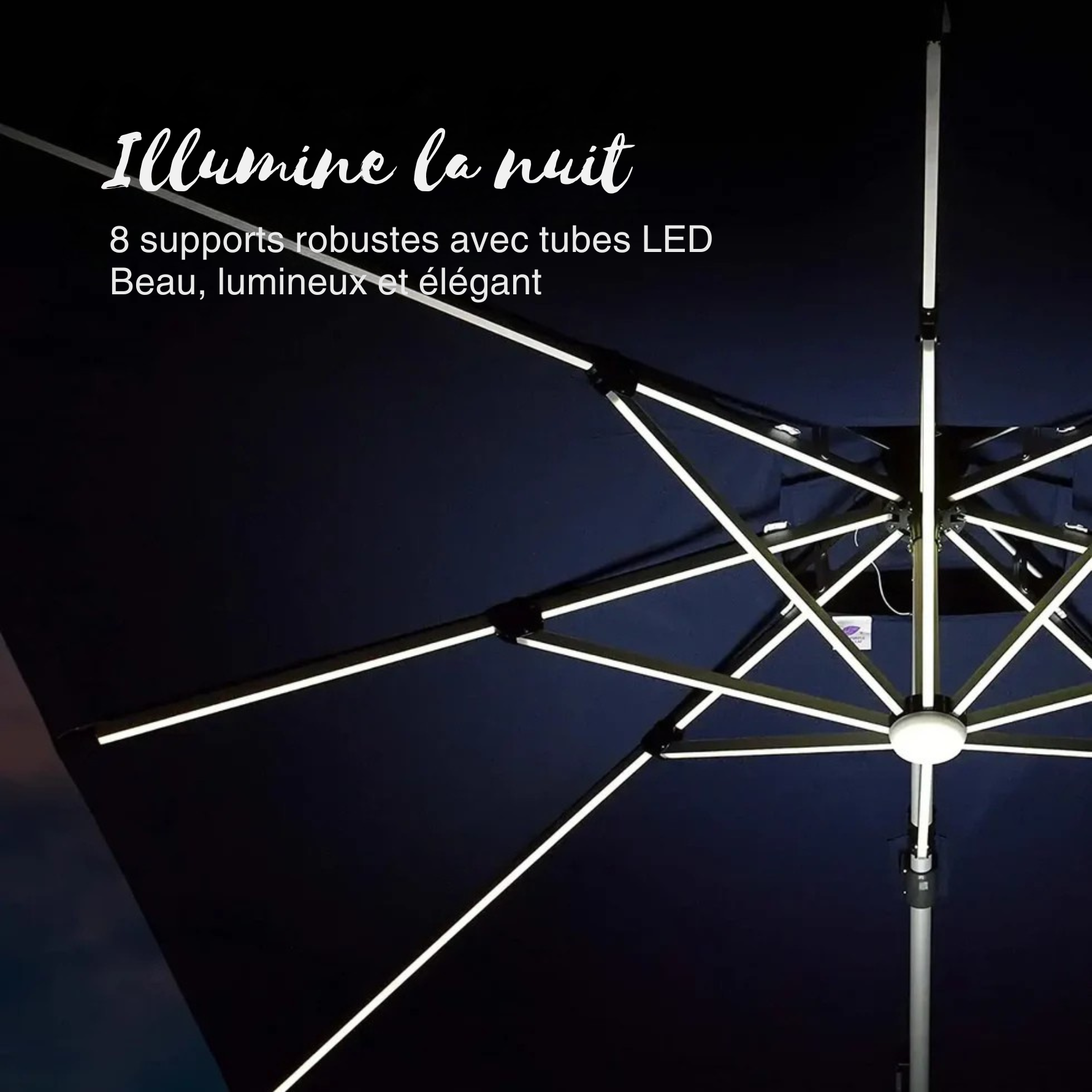 SolunaGlow™ Parasol LED solaire déporté